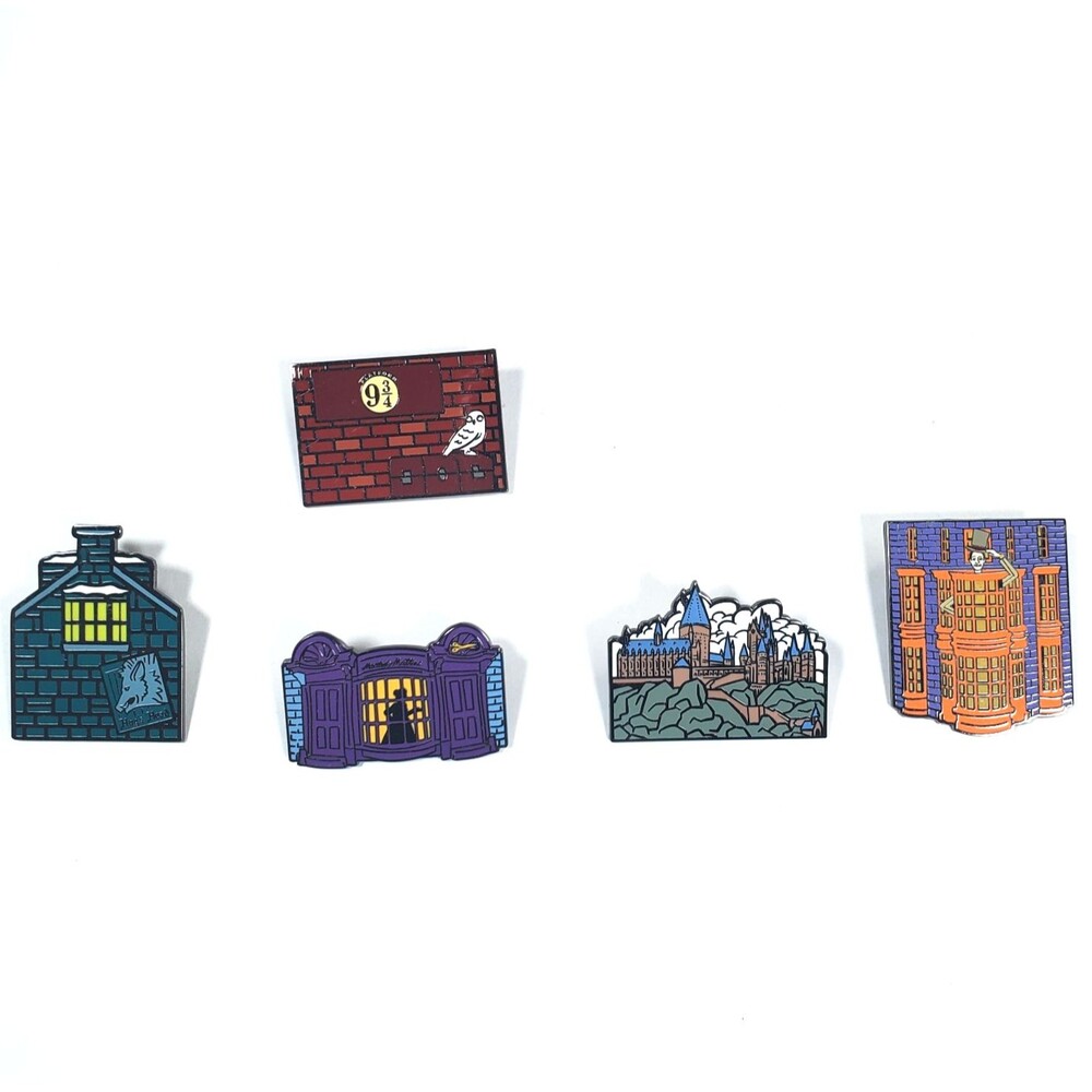Harry Potter 5 Pin Set 2021 Hogwarts Hogsmeade Magical Places Loot Crate Enamel